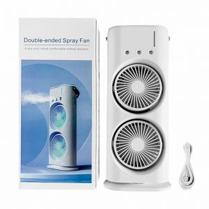 Ventilador doble portátil con pulverización de agua
